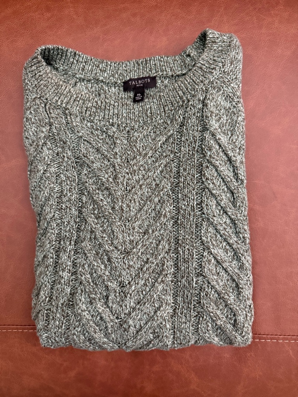 Lower Price! Talbots Gray Cable Knit Scoop Neck Sweater